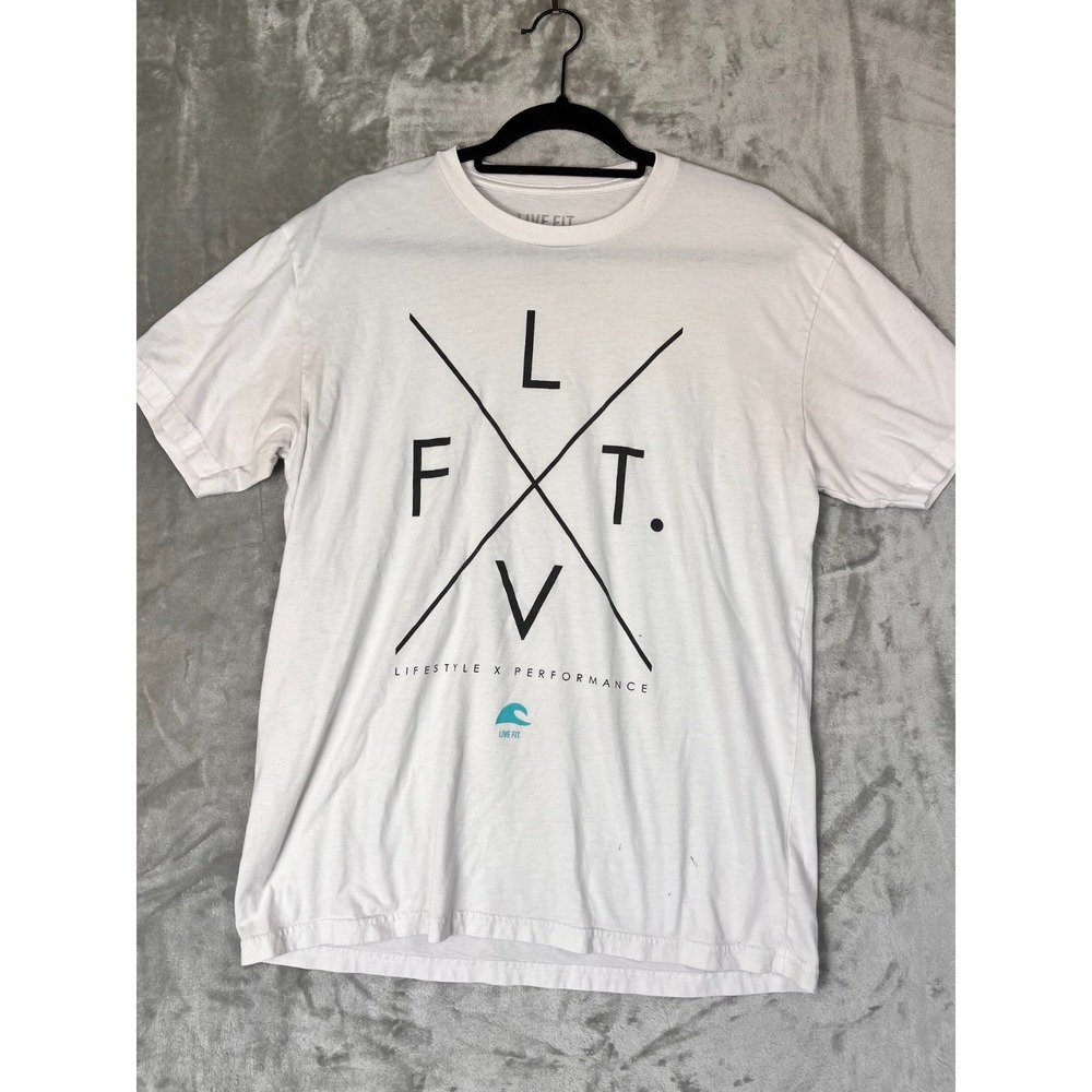 Live Fit Apparel Shirt Mens Large White Short Sleeve Crew Neck Pullover‎ T-Shirt